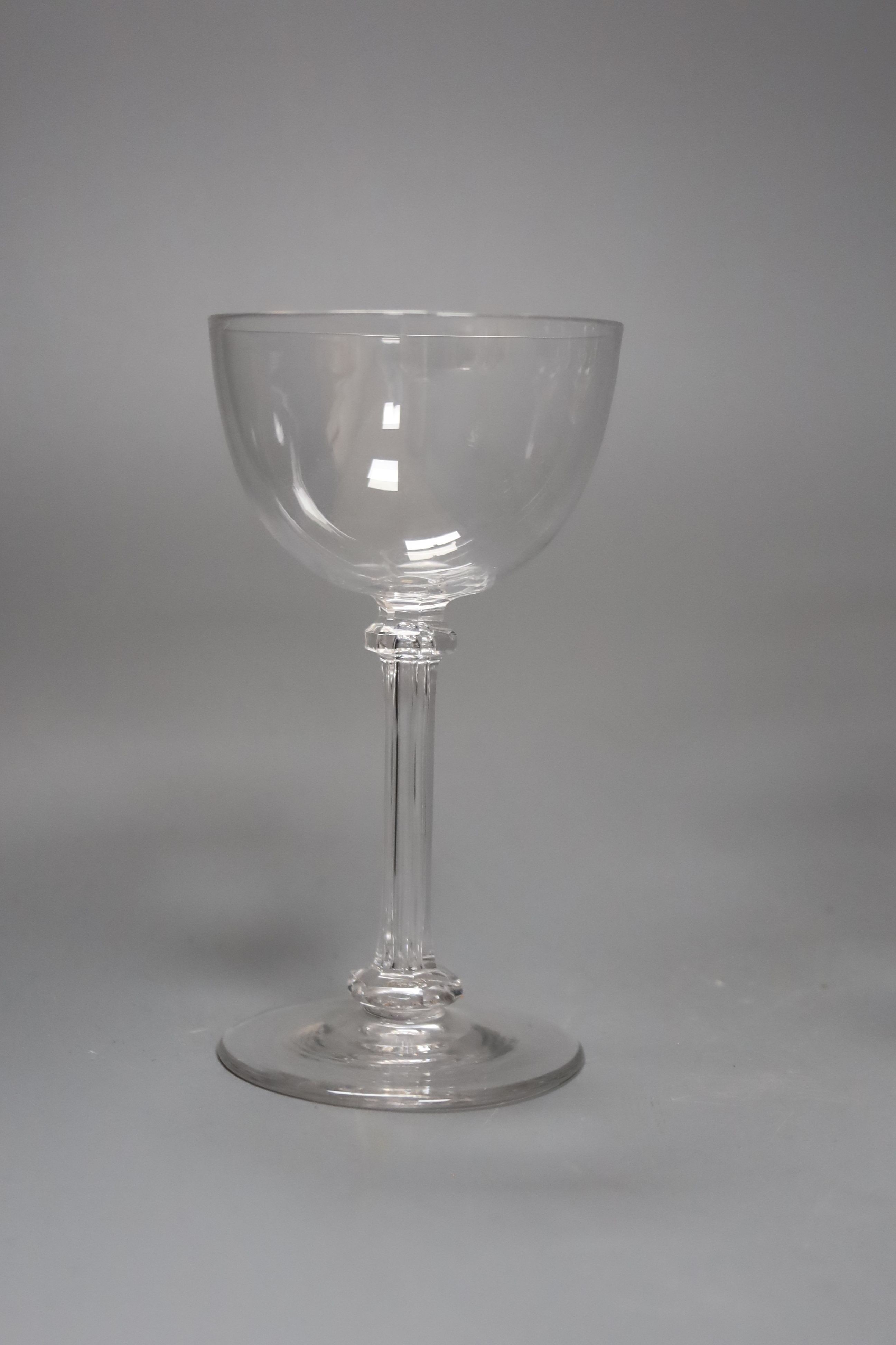 A group of faceted hollow stem glasses 13cm